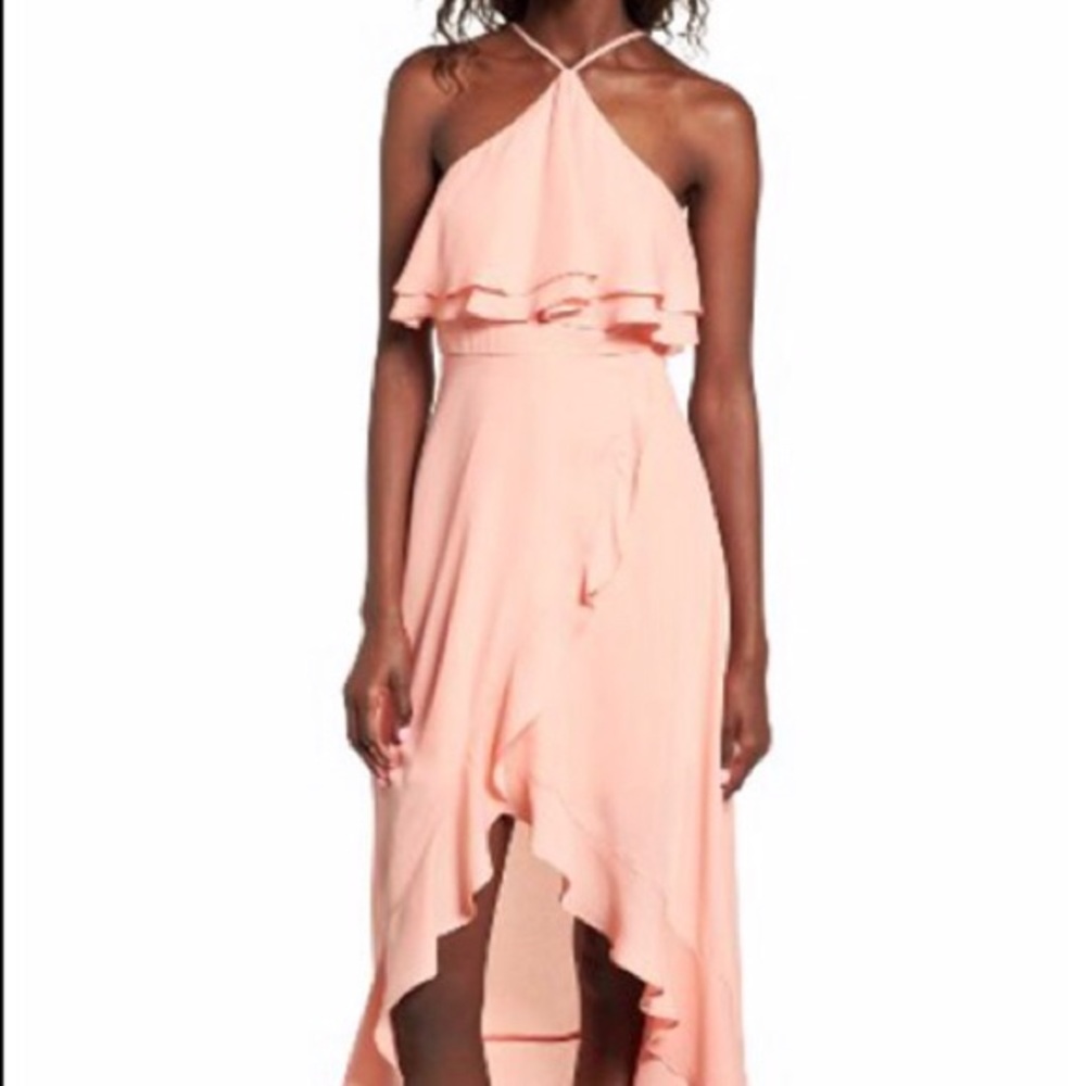Dee Elly Ruffle Halter Midi Dress, Peach
